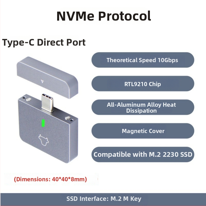 ITGZ Ith60 Θήκη εξωτερική NVMe M.2 SSD - Αλουμινίου κράμα, USB-C 10Gbps, NVMe πρωτόκολλο