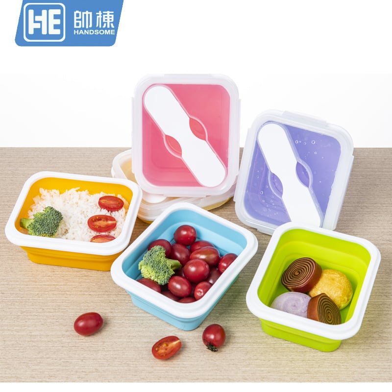 Kutija za obrok od silikona, sklopiva, 501–800 ml, zatvorena i slagiva