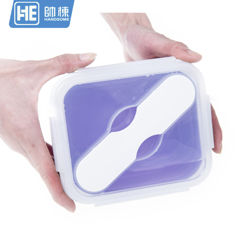 Kutija za obrok od silikona, sklopiva, 501–800 ml, zatvorena i slagiva