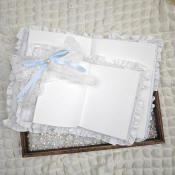 Kézzel készített vászon notebook fedél csipke díszítéssel, védő borítás jegyzetfüzethez/plannerhez