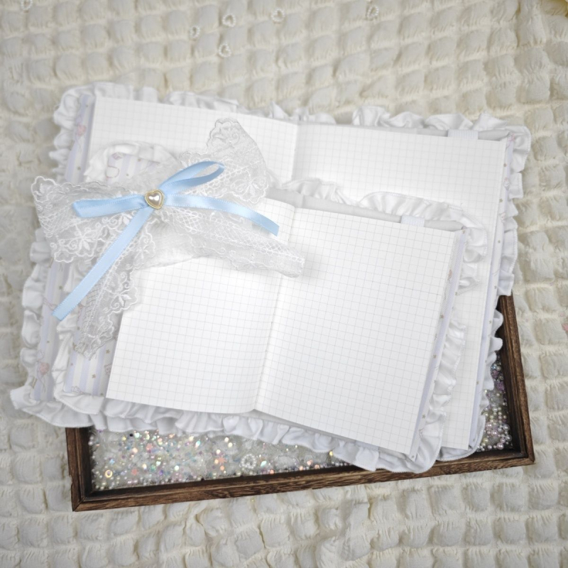 Kézzel készített vászon notebook fedél csipke díszítéssel, védő borítás jegyzetfüzethez/plannerhez