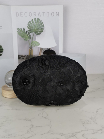 Izšivana večernja torbica od poliestera s kanvasnom podlogom, horizontalan kvadratni oblik, zatvarač s lokom, unutarnja džep za telefon — luksuzan retro dizajn