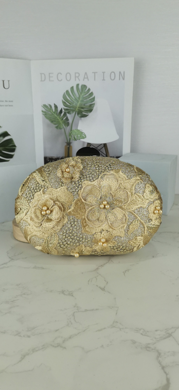 Izšivana večernja torbica od poliestera s kanvasnom podlogom, horizontalan kvadratni oblik, zatvarač s lokom, unutarnja džep za telefon — luksuzan retro dizajn