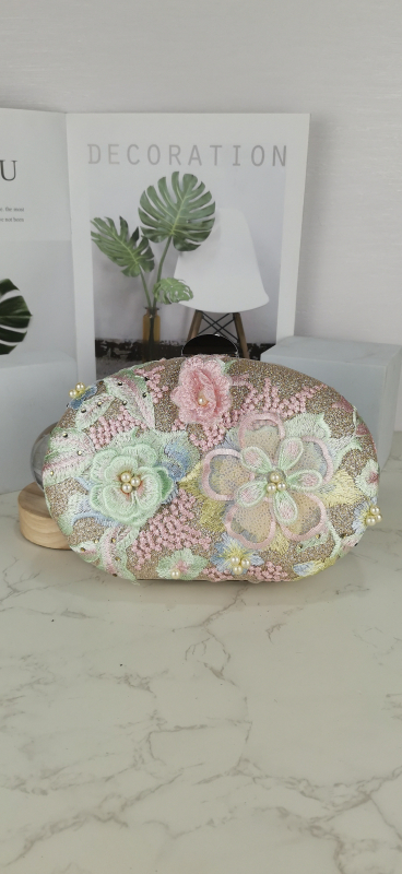 Izšivana večernja torbica od poliestera s kanvasnom podlogom, horizontalan kvadratni oblik, zatvarač s lokom, unutarnja džep za telefon — luksuzan retro dizajn