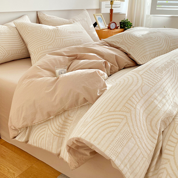 Četverodijelni set posteljine od 4 dijela, 100% pamuk, reaktivno bojanje, moderan minimalistički stil (gustina tkanine 133×72, 40s pređa, težina 2,5–3,0 kg)