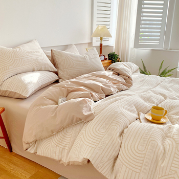 Četverodijelni set posteljine od 4 dijela, 100% pamuk, reaktivno bojanje, moderan minimalistički stil (gustina tkanine 133×72, 40s pređa, težina 2,5–3,0 kg)