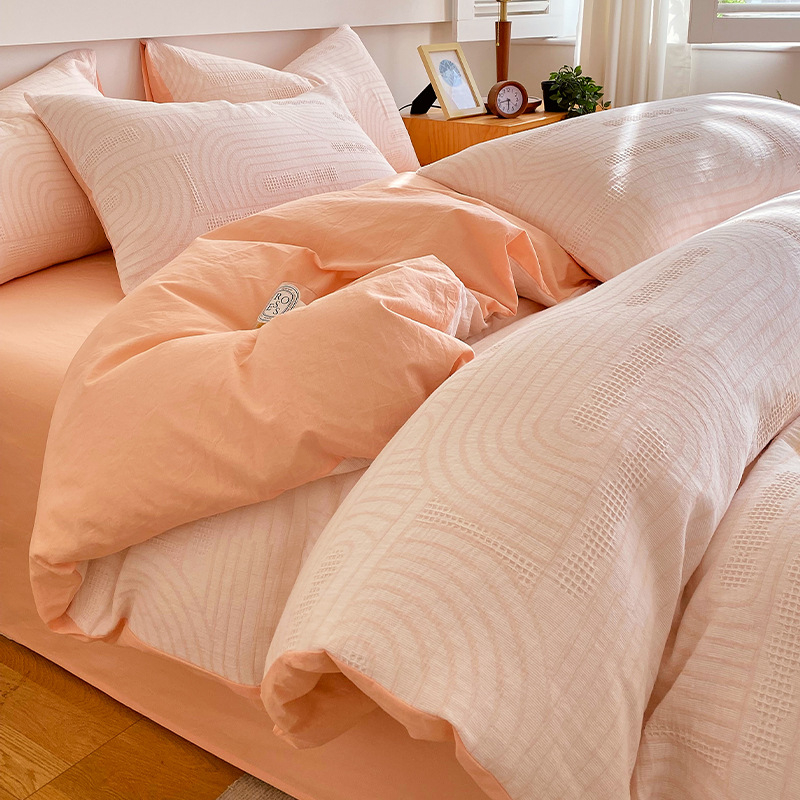 Četverodijelni set posteljine od 4 dijela, 100% pamuk, reaktivno bojanje, moderan minimalistički stil (gustina tkanine 133×72, 40s pređa, težina 2,5–3,0 kg)