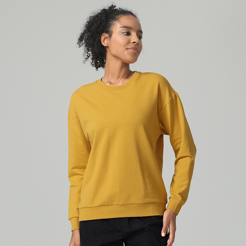 Női pamutkeverék pulóver-szvetter, hosszú ujjú, kerek nyakú, egyszínű modell, laza szabású, őszi sportos felső