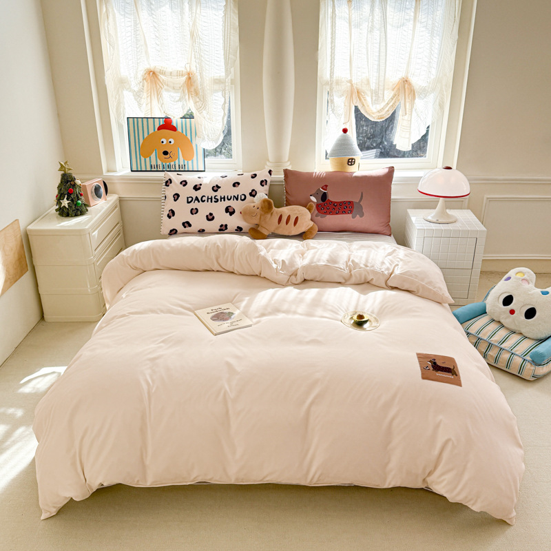 Četverodijelni set posteljine, oprani pamuk, karikatura uzorak, reaktivno ispisivanje