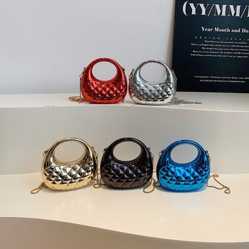 Akrilna tvrda kutija torba s dijamantno quiltanim mini polumjesnim dizajnom, magnetsko zatvaranje, laminirani unutarnji džep sa zatvaračem, za svakodnevnu upotrebu, proljeće 2025, gradska jednostavnost