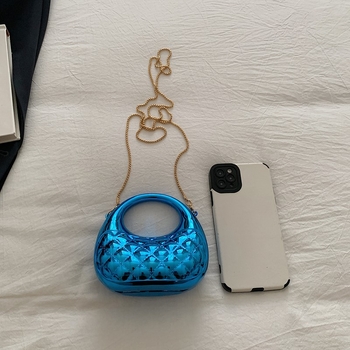 Akrilna tvrda kutija torba s dijamantno quiltanim mini polumjesnim dizajnom, magnetsko zatvaranje, laminirani unutarnji džep sa zatvaračem, za svakodnevnu upotrebu, proljeće 2025, gradska jednostavnost