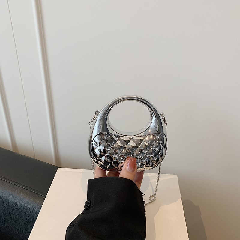 Akrilna tvrda kutija torba s dijamantno quiltanim mini polumjesnim dizajnom, magnetsko zatvaranje, laminirani unutarnji džep sa zatvaračem, za svakodnevnu upotrebu, proljeće 2025, gradska jednostavnost