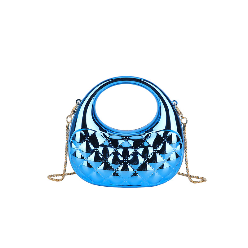 Akrilna tvrda kutija torba s dijamantno quiltanim mini polumjesnim dizajnom, magnetsko zatvaranje, laminirani unutarnji džep sa zatvaračem, za svakodnevnu upotrebu, proljeće 2025, gradska jednostavnost