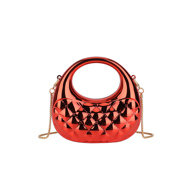 Akrilna tvrda kutija torba s dijamantno quiltanim mini polumjesnim dizajnom, magnetsko zatvaranje, laminirani unutarnji džep sa zatvaračem, za svakodnevnu upotrebu, proljeće 2025, gradska jednostavnost