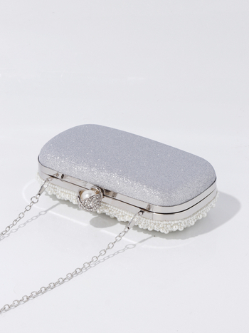 Perlasta večernja torbica, Beaded Cheongsam clutch, mali kvadratni oblik, magnetsko zatvaranje, pretinci za telefon i dokumente, poliester podstava