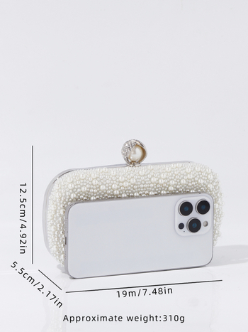Perlasta večernja torbica, Beaded Cheongsam clutch, mali kvadratni oblik, magnetsko zatvaranje, pretinci za telefon i dokumente, poliester podstava