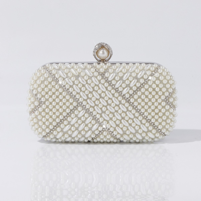 Perlasta večernja torbica, Beaded Cheongsam clutch, mali kvadratni oblik, magnetsko zatvaranje, pretinci za telefon i dokumente, poliester podstava