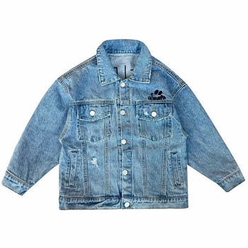 Κοριτσίστικο τζιν μπουφάν με gradient, κουκούλα, κορεάτικο στυλ, Άνοιξη 2025, βαμβάκι 70–80%