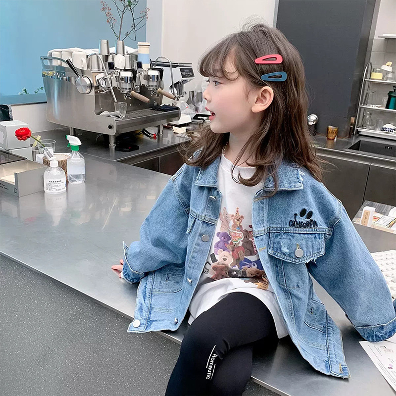 Κοριτσίστικο τζιν μπουφάν με gradient, κουκούλα, κορεάτικο στυλ, Άνοιξη 2025, βαμβάκι 70–80%