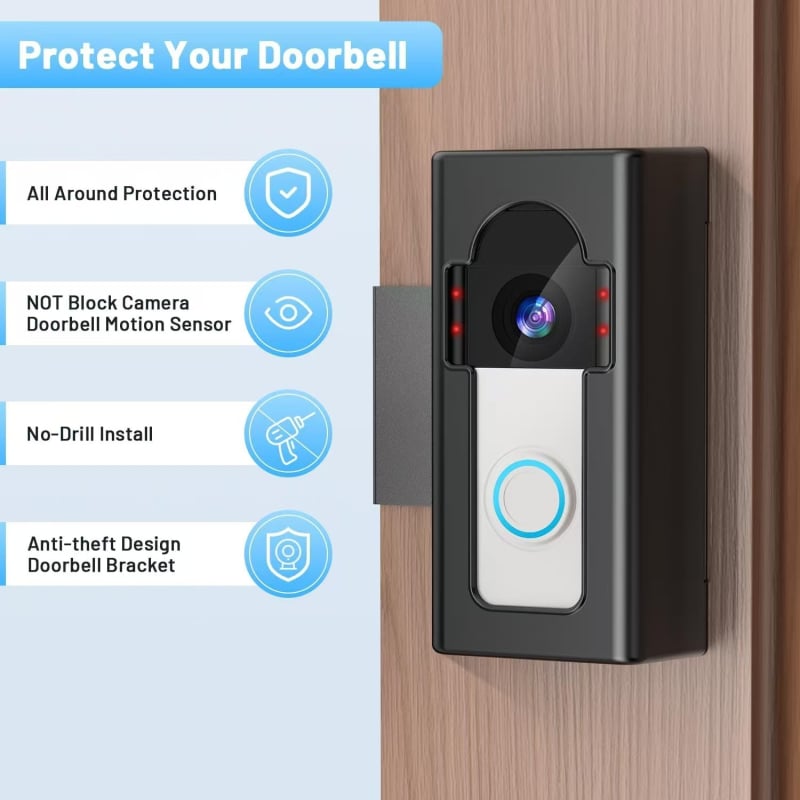 Blink csengő tartó – rozsdamentes acél, telepítés fúrás nélkül, védőburkolat, lopás elleni dizájn, érzékelők nem blokkolódnak, éjszakai látás