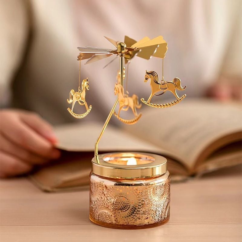 Felinar rotativ pentru lumânări, cilindric, lumânare parfumată din ceară de soia, făcut manual