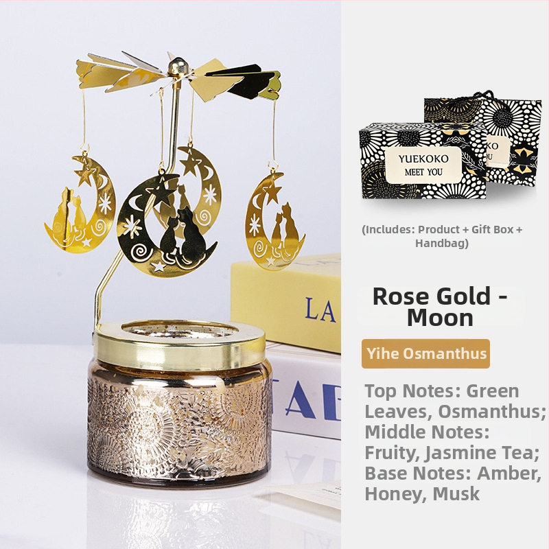 Felinar rotativ pentru lumânări, cilindric, lumânare parfumată din ceară de soia, făcut manual