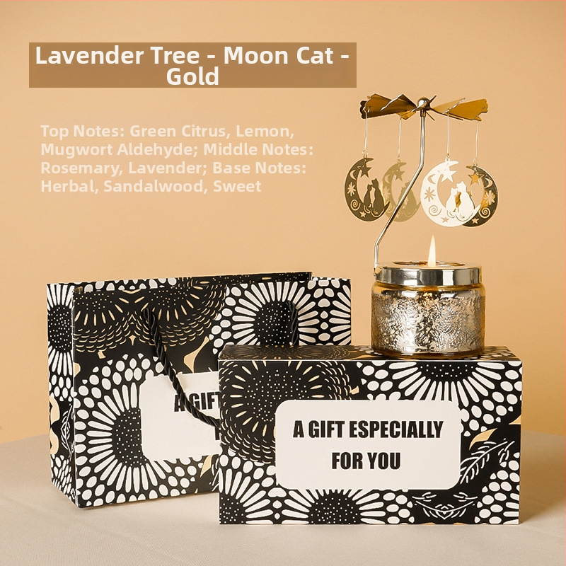 Felinar rotativ pentru lumânări, cilindric, lumânare parfumată din ceară de soia, făcut manual