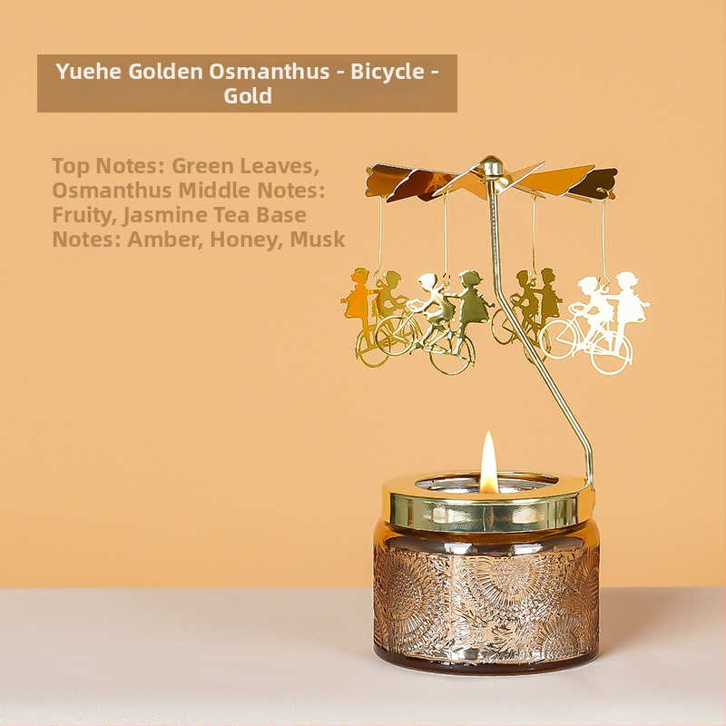 Felinar rotativ pentru lumânări, cilindric, lumânare parfumată din ceară de soia, făcut manual