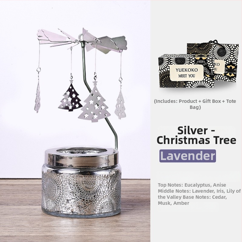 Felinar rotativ pentru lumânări, cilindric, lumânare parfumată din ceară de soia, făcut manual