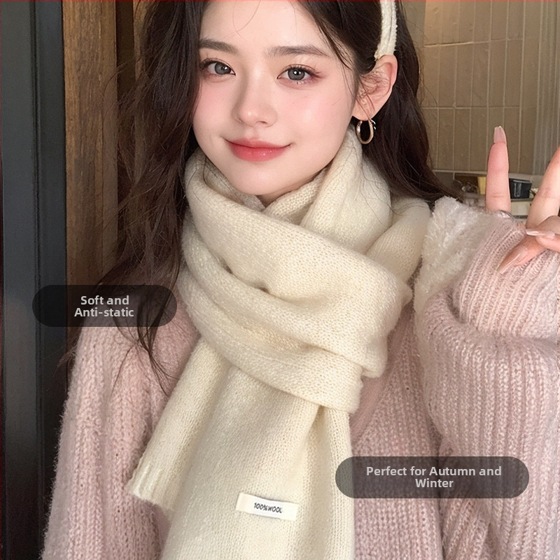 Μαλλινό φουλάρι με ύφανση warp-knit, περισσότερα από 96% μαλλί, ζεστό για τον χειμώνα, All-Match στυλ DWJ57