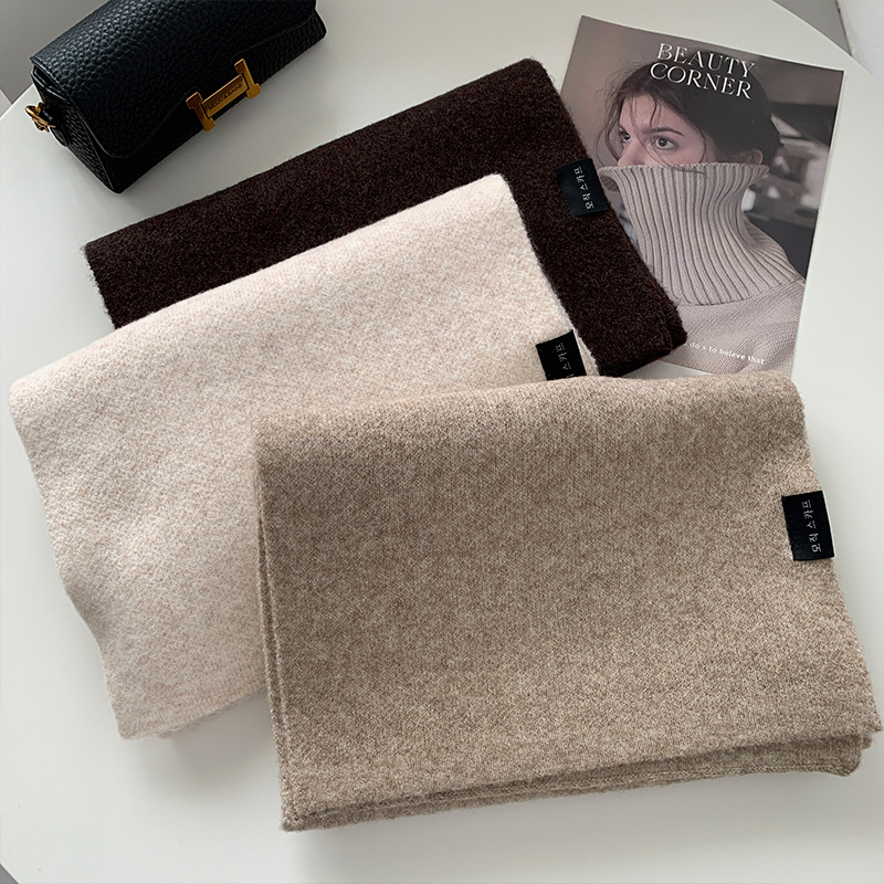 Вълнен шал - warp-плетен, топъл за зимата, минималистичен стил висок клас