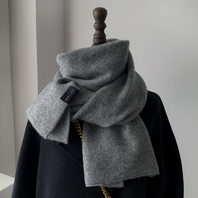 Вълнен шал - warp-плетен, топъл за зимата, минималистичен стил висок клас