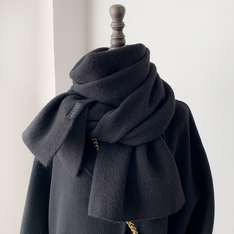 Вълнен шал - warp-плетен, топъл за зимата, минималистичен стил висок клас