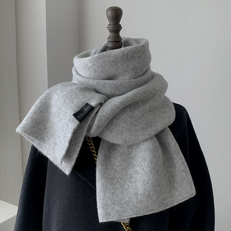 Вълнен шал - warp-плетен, топъл за зимата, минималистичен стил висок клас