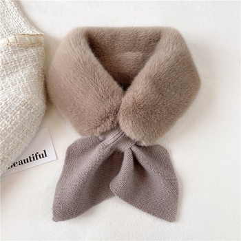 Šal-golier od umjetne kuniće dlake za zimu, križan dizajn, studentski stil (Tkanje: warp knitting; Zadržava toplinu; Zima; Poliester vlakna)