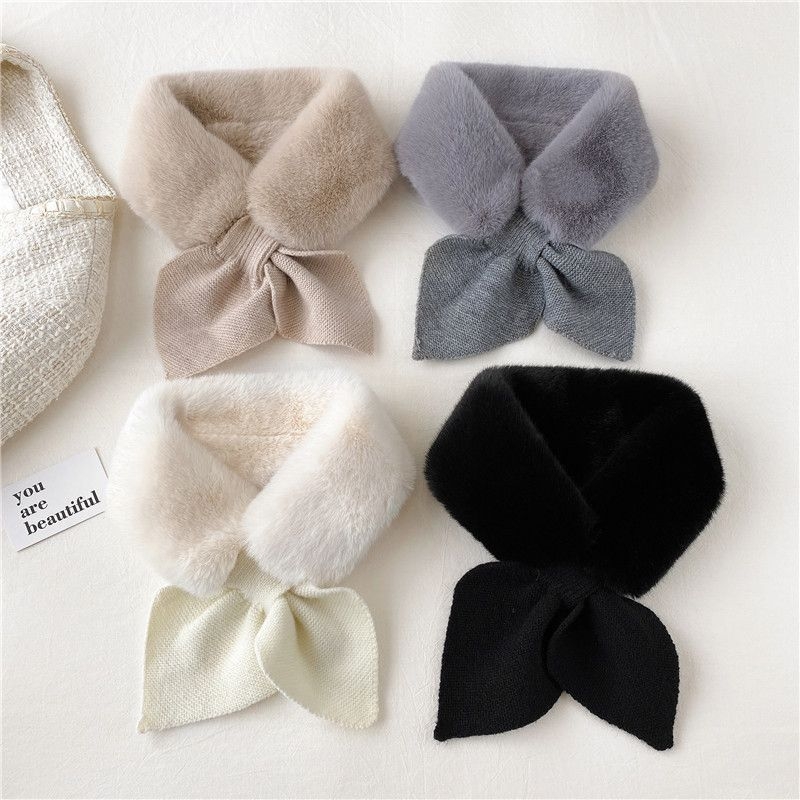 Šal-golier od umjetne kuniće dlake za zimu, križan dizajn, studentski stil (Tkanje: warp knitting; Zadržava toplinu; Zima; Poliester vlakna)