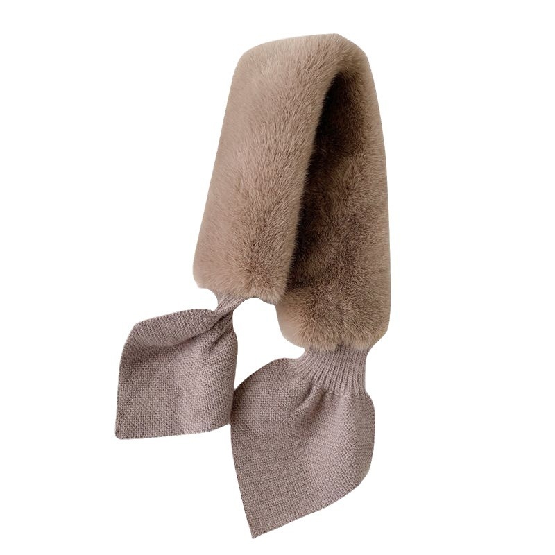 Šal-golier od umjetne kuniće dlake za zimu, križan dizajn, studentski stil (Tkanje: warp knitting; Zadržava toplinu; Zima; Poliester vlakna)