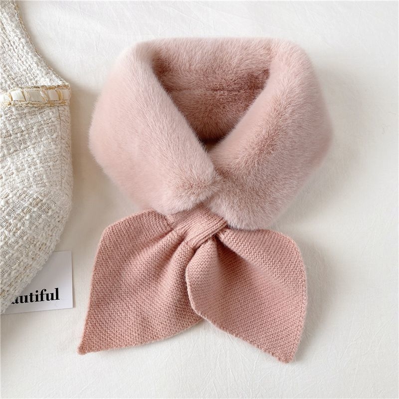 Šal-golier od umjetne kuniće dlake za zimu, križan dizajn, studentski stil (Tkanje: warp knitting; Zadržava toplinu; Zima; Poliester vlakna)