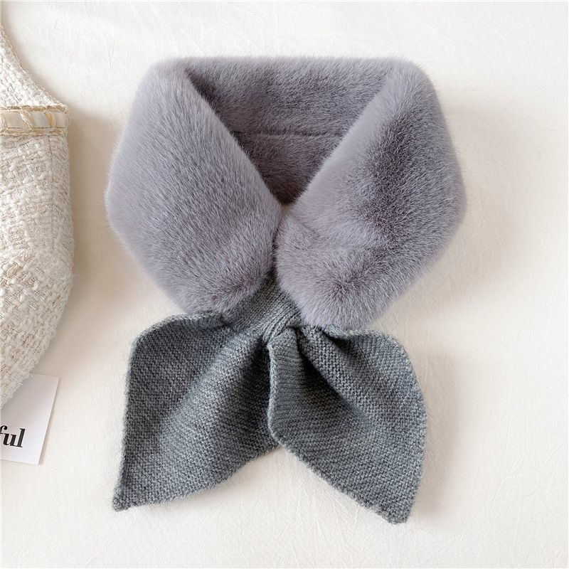 Šal-golier od umjetne kuniće dlake za zimu, križan dizajn, studentski stil (Tkanje: warp knitting; Zadržava toplinu; Zima; Poliester vlakna)