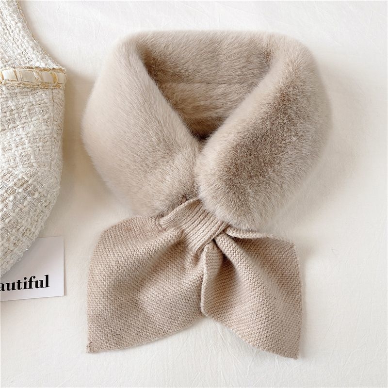 Šal-golier od umjetne kuniće dlake za zimu, križan dizajn, studentski stil (Tkanje: warp knitting; Zadržava toplinu; Zima; Poliester vlakna)