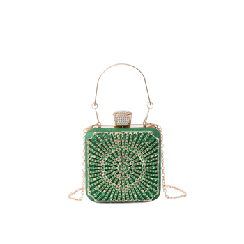 Clutch torba od legure, vertikalni kvadratni oblik, trodimenzionalni vanjski dio, zatvarač na kopču, poliester podstava