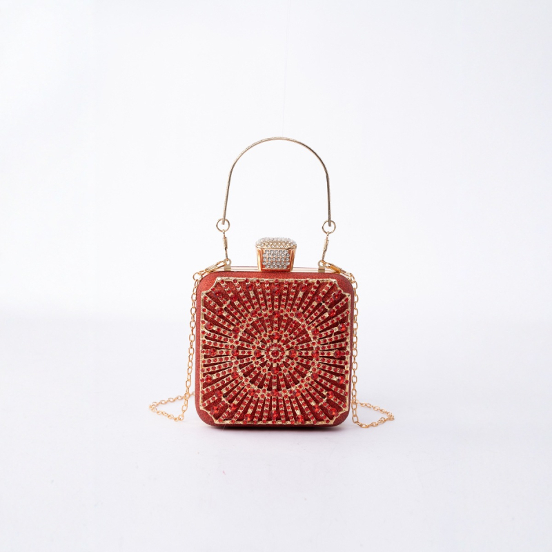 Clutch torba od legure, vertikalni kvadratni oblik, trodimenzionalni vanjski dio, zatvarač na kopču, poliester podstava