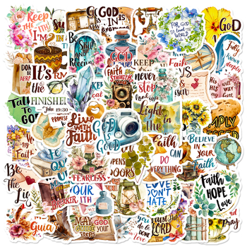 Dileda 50 Φύλλα PP αυτοκόλλητα με βιβλικές φράσεις για DIY ημερολόγιο – Σκανδιναβικό στυλ, offset εκτύπωση, για θήκη κινητού και φορητού υπολογιστή