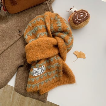 Плетен дамски шал за зима 2025 – вълнено-смесена материя, Warp knitting, поддържа топло, минималистичен стил