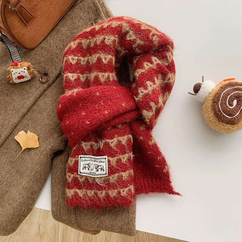 Плетен дамски шал за зима 2025 – вълнено-смесена материя, Warp knitting, поддържа топло, минималистичен стил