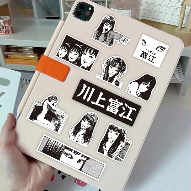 Set samolepiacich nálepiek pre denník s témou horor manga; lepiace; japonský štýl; tlač