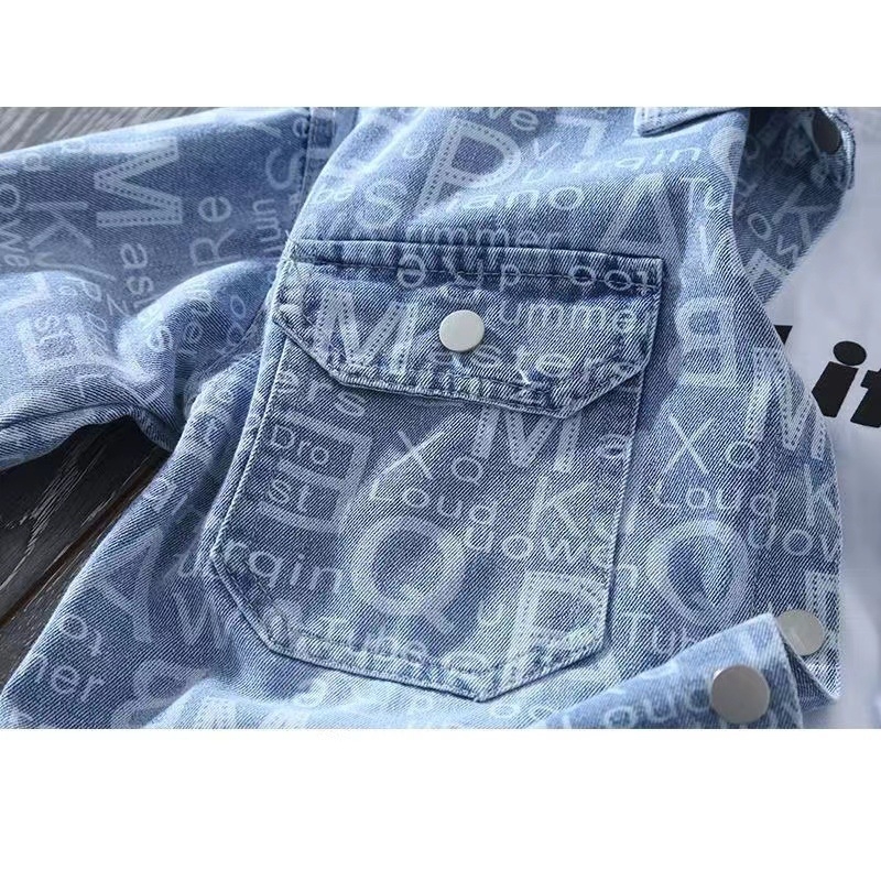 Τζιν ζακέτα για αγόρια, casual στυλ, βαμβακερό, καρό σχέδιο, μακριά μανίκια, για άνοιξη και φθινόπωρο