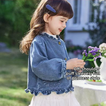 Παιδικό τζιν πάλτο για κορίτσια – Casual παλτό άνοιξη-φθινοπωρο, μονόμπροστο κλείσιμο, στυλ καουμπόι, για κορίτσια άνω των 8 ετών