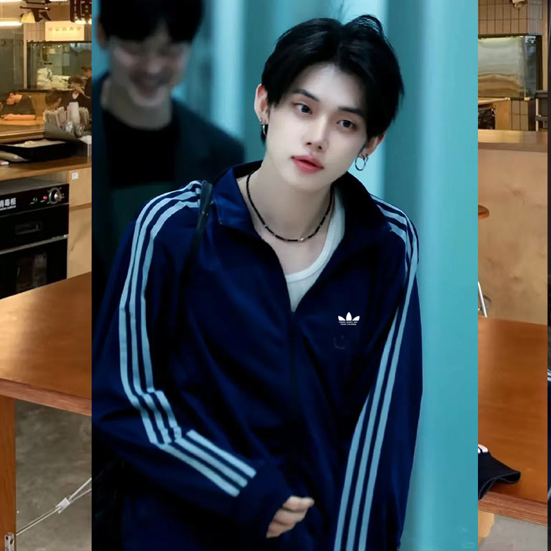 Clover hímzett sportos dzseki, uniszex, álló gallér, hosszú ujjú, 91–95% poliészter