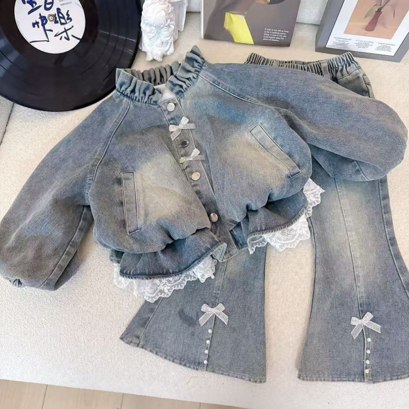 Trodjelni denimski set za djevojčice sa sakom s jednim redom, jesen 2025, za djecu 3–8 godina